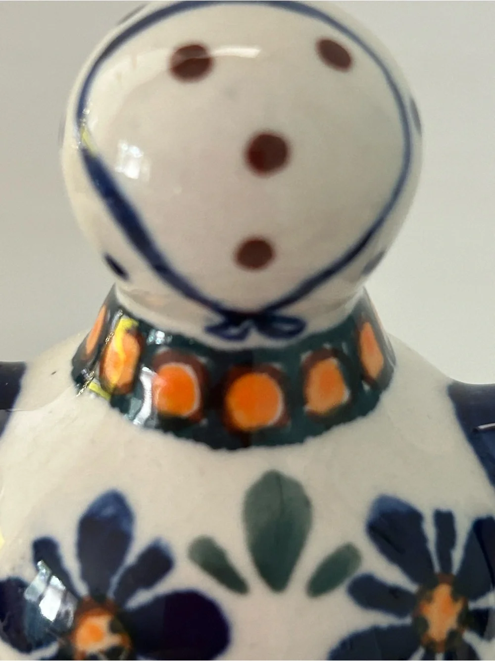 Polish Ceramic Small Cheese/Butter Lady Hand Painted